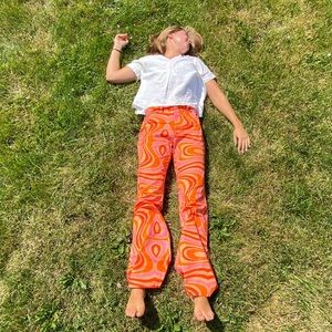 Colorful Trendy Orange Pants